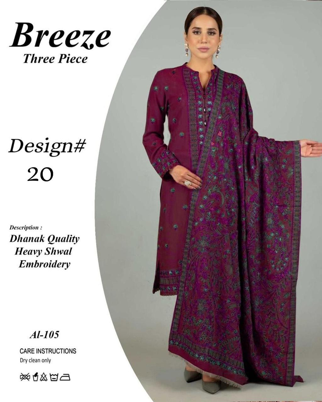 Winter collection Dhnak 3pc EMB