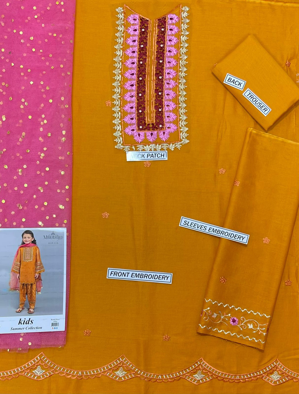 Maria B Kids 3 Peace Lawn  Embroidered Unstitched Suit Kids-03