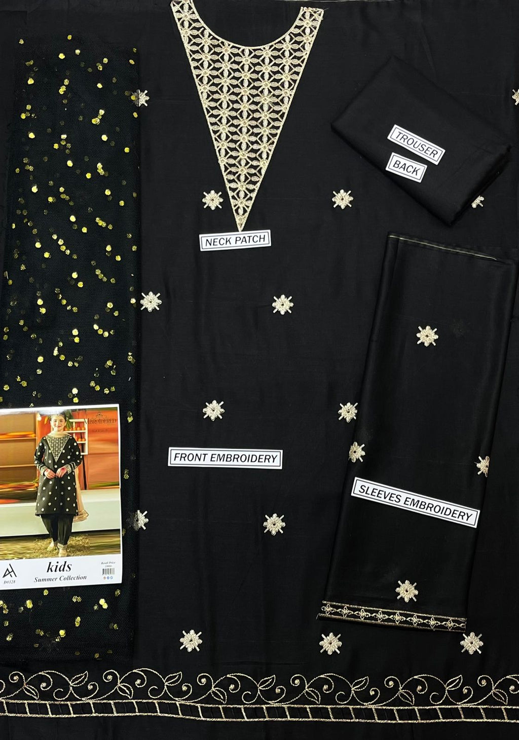 Maria B Kids 3 Peace Lawn  Embroidered Unstitched Suit Design-01