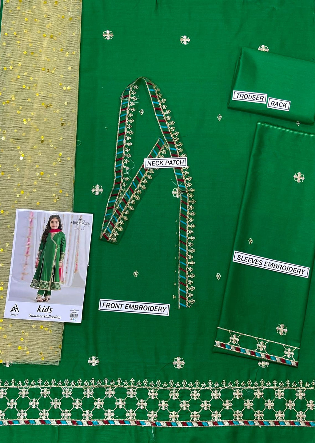 Maria B Kids 3 Peace Lawn  Embroidered Unstitched Suit Design-02