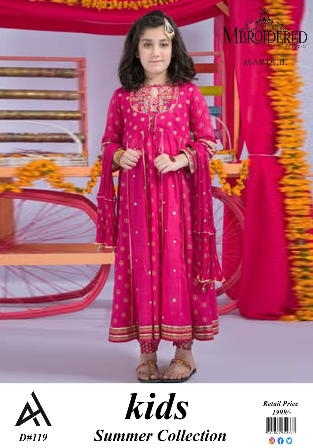 Maria B Kids 3 Peace Lawn  Embroidered Unstitched Suit Design-03