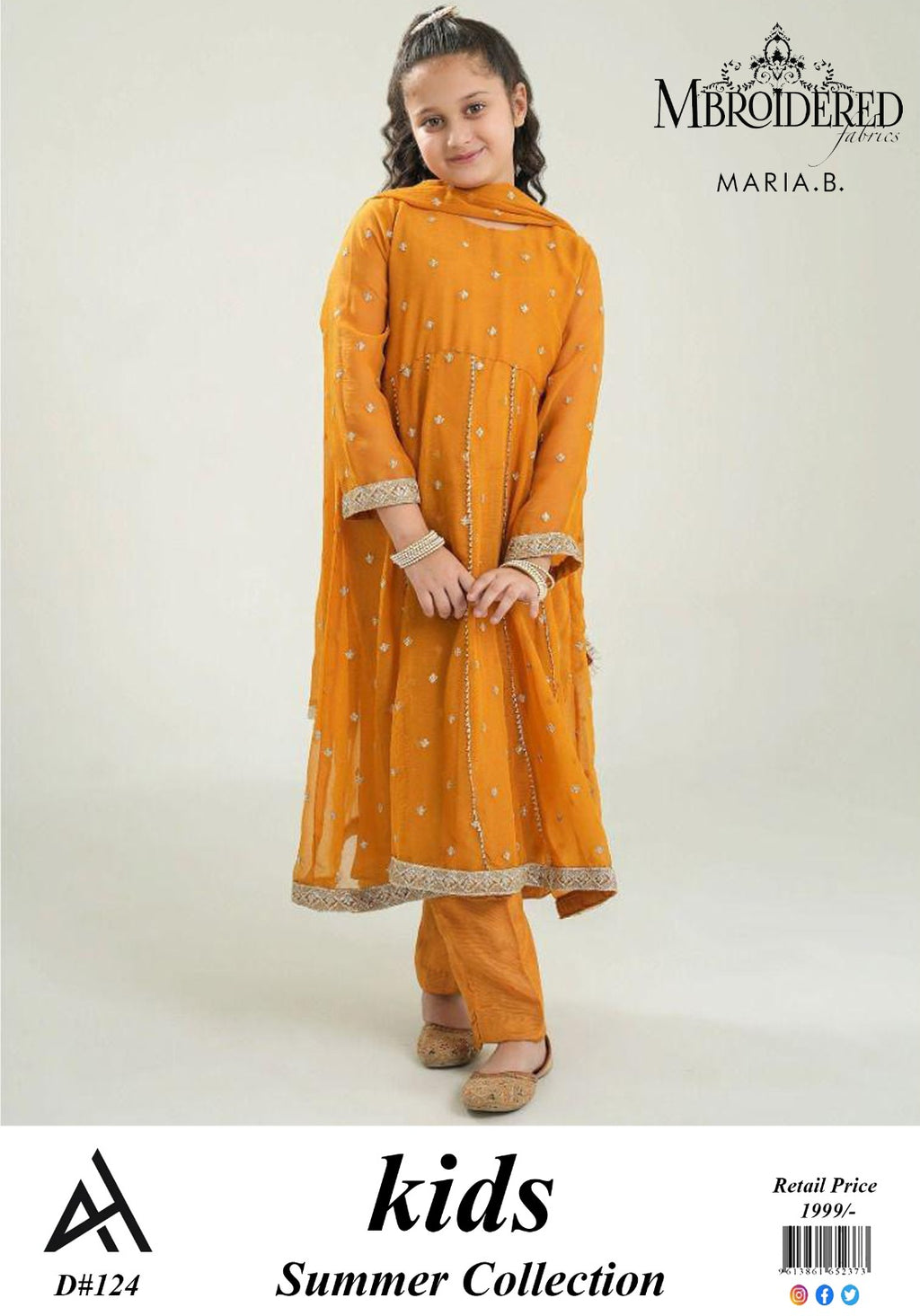 Maria B Kids 3 Peace Lawn  Embroidered Unstitched Suit Design-04