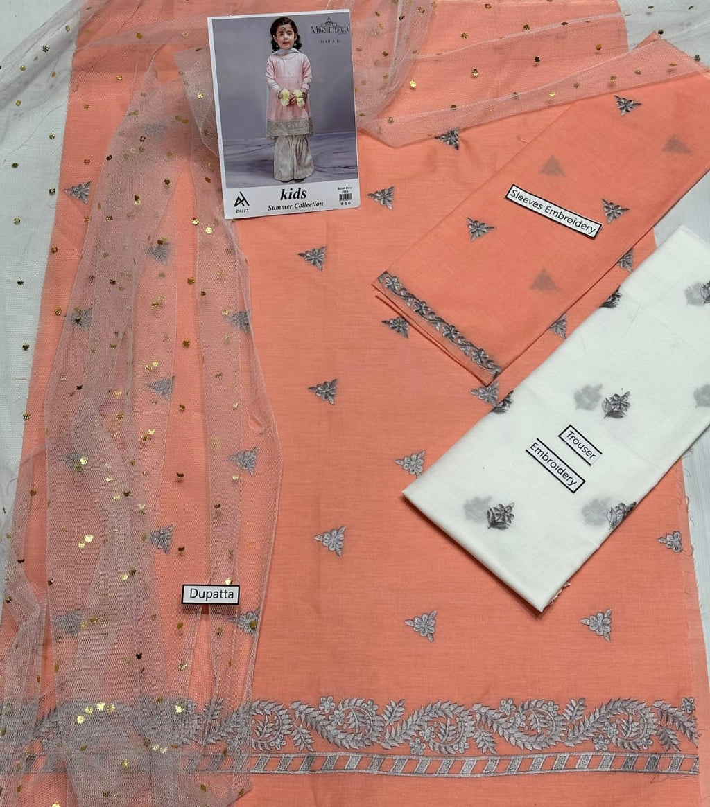 Maria B Kids 3 Peace Lawn  Embroidered Unstitched Suit Design-08
