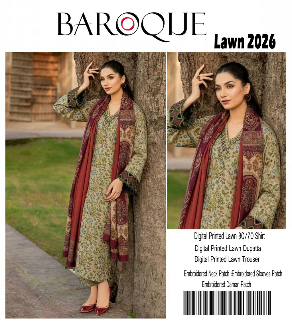 Premium Lawn 3PC Suit – Elegant Embroidery & Summer Comfort Volume L08