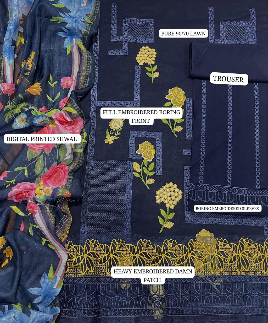 Premium Lawn 3PC Suit – Elegant Embroidery & Summer Comfort Volume L12