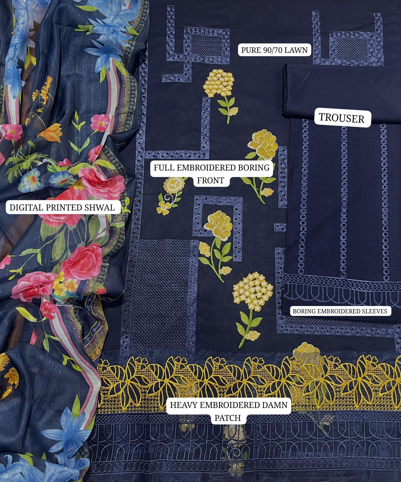 Premium Lawn 3PC Suit – Elegant Embroidery & Summer Comfort Volume L12