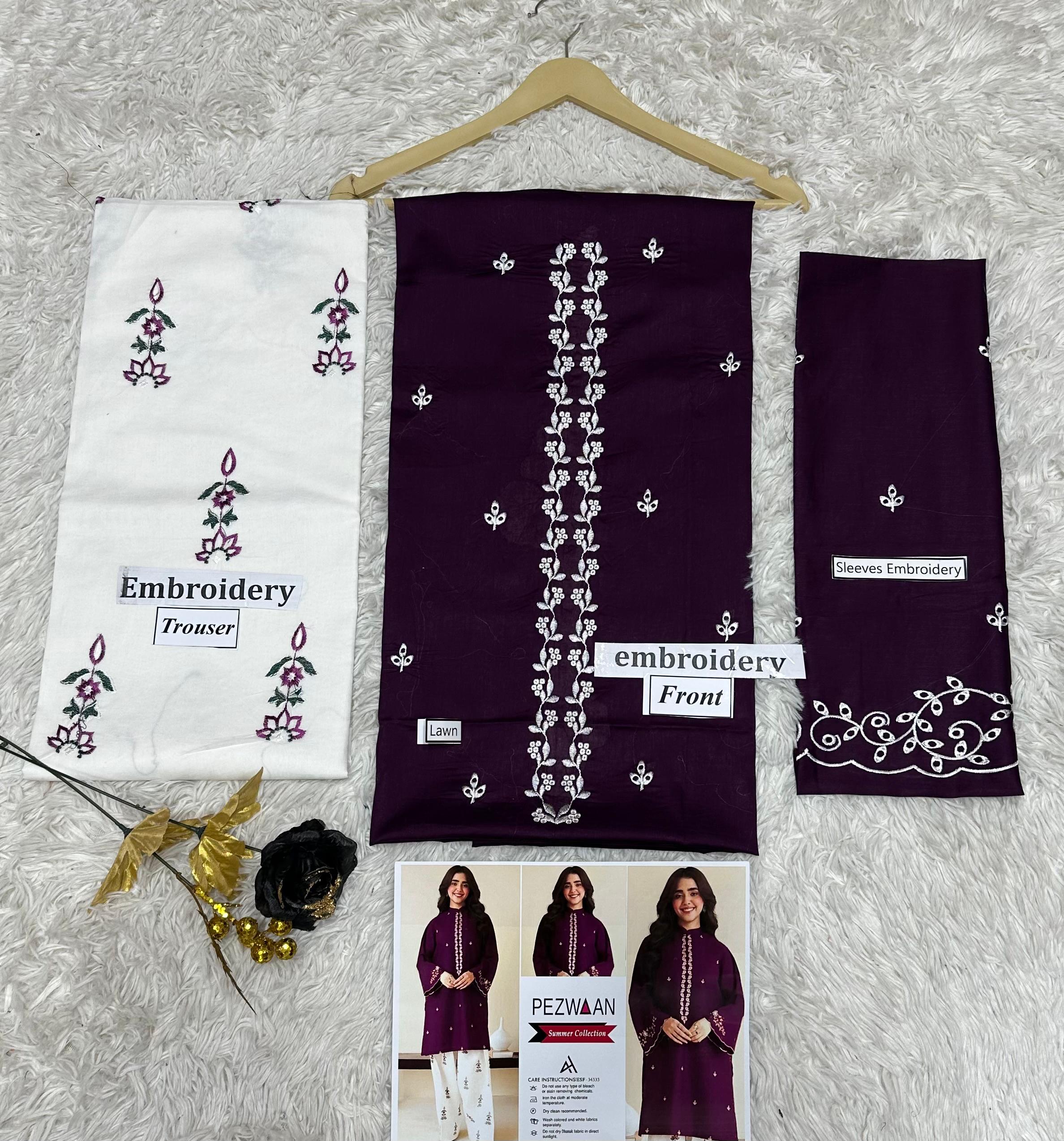 Umzay Premium Lawn 2PC Suit – Elegant Embroidery & Summer Comfort Volume 003