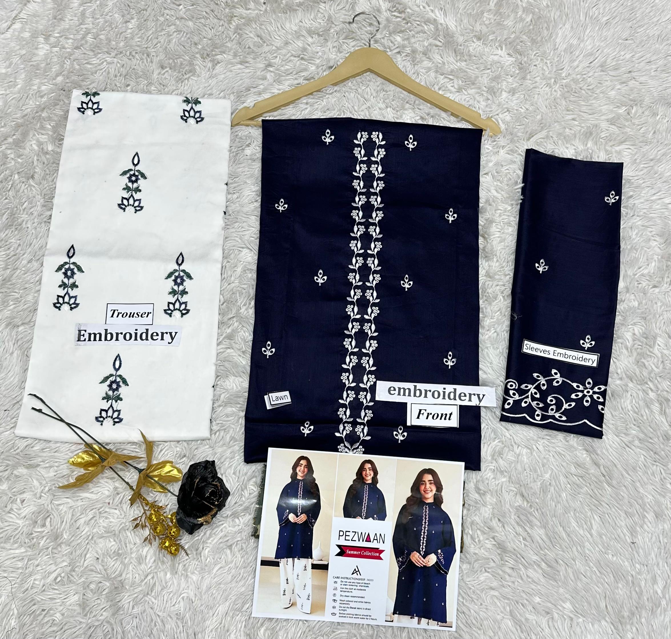 Umzay Premium Lawn 2PC Suit – Elegant Embroidery & Summer Comfort Volume 002