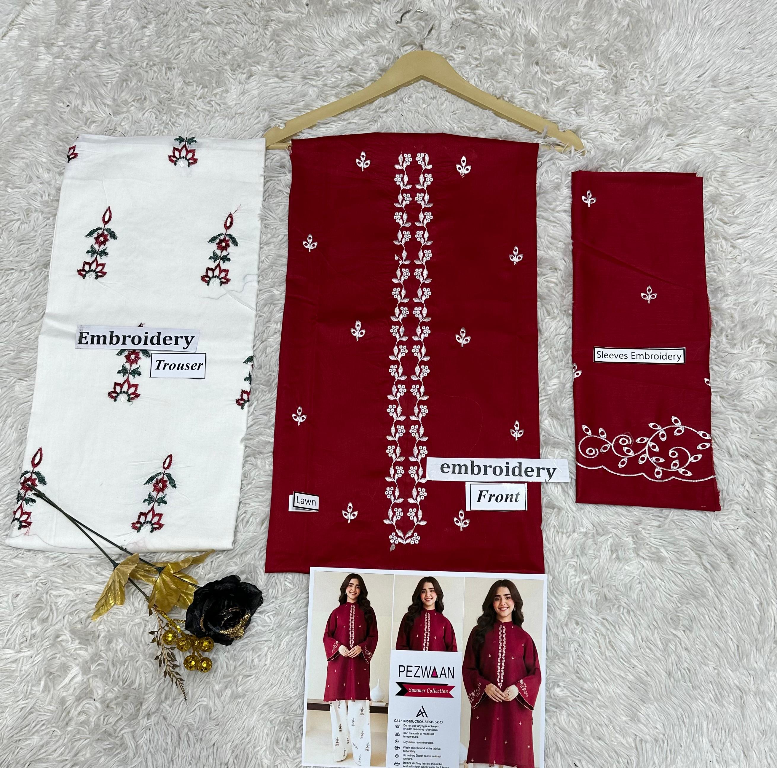 Umzay Premium Lawn 2PC Suit – Elegant Embroidery & Summer Comfort Volume 001