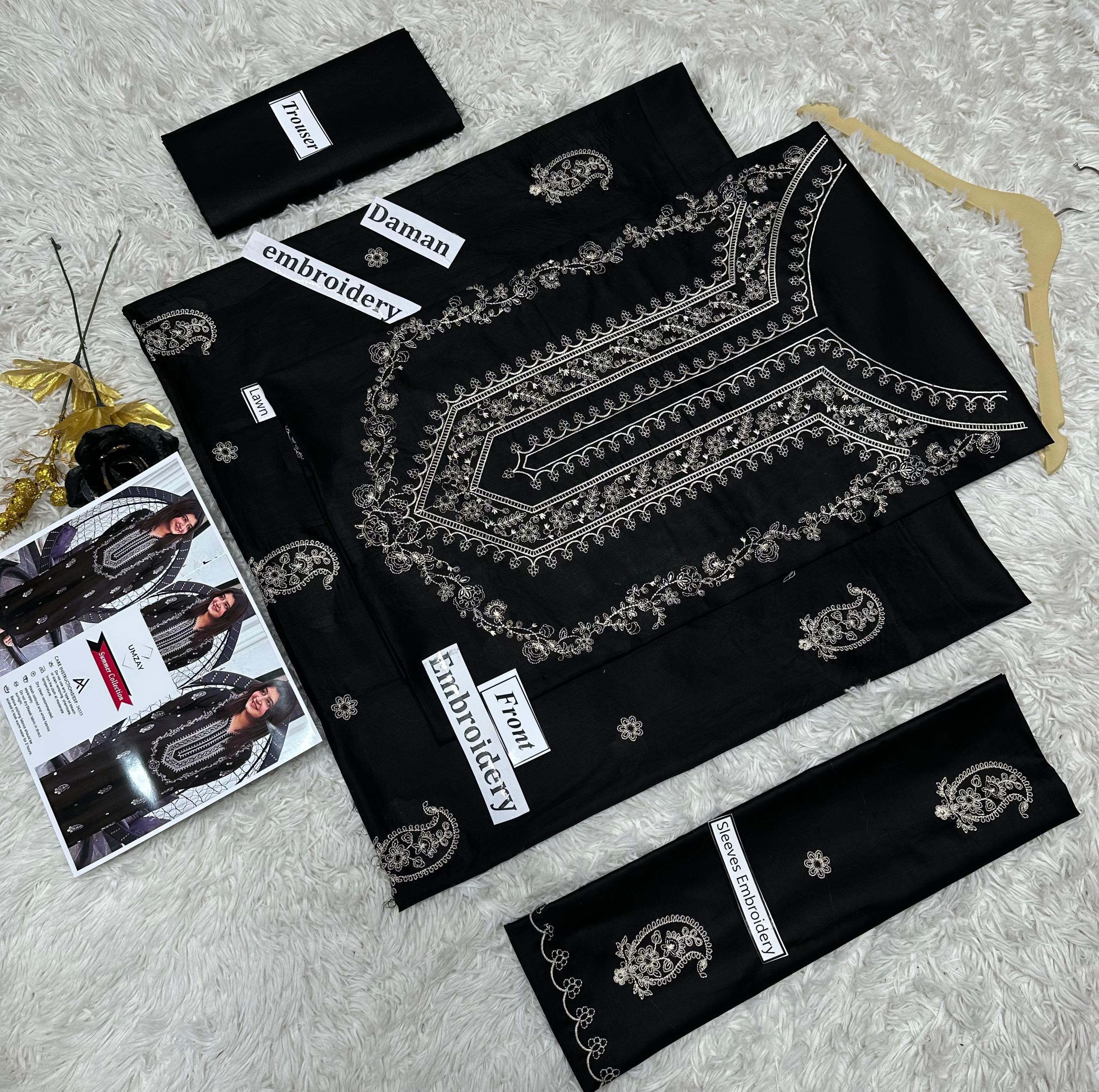 Umzay Premium Lawn 2PC Suit – Elegant Embroidery & Summer Comfort Volume 005