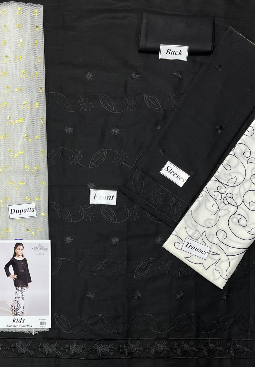Maria B Kids 3 Peace Lawn  Embroidered Unstitched Suit Kids-04