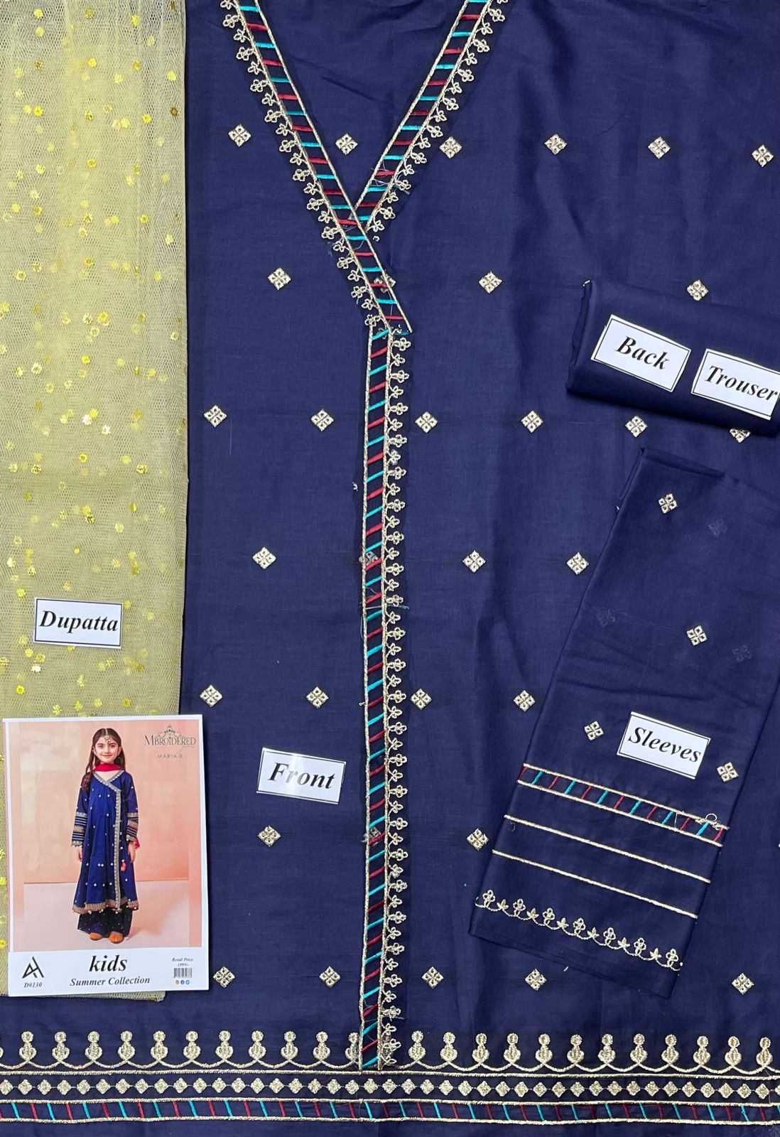 Maria B Kids 3 Peace Lawn  Embroidered Unstitched Suit Kids-06