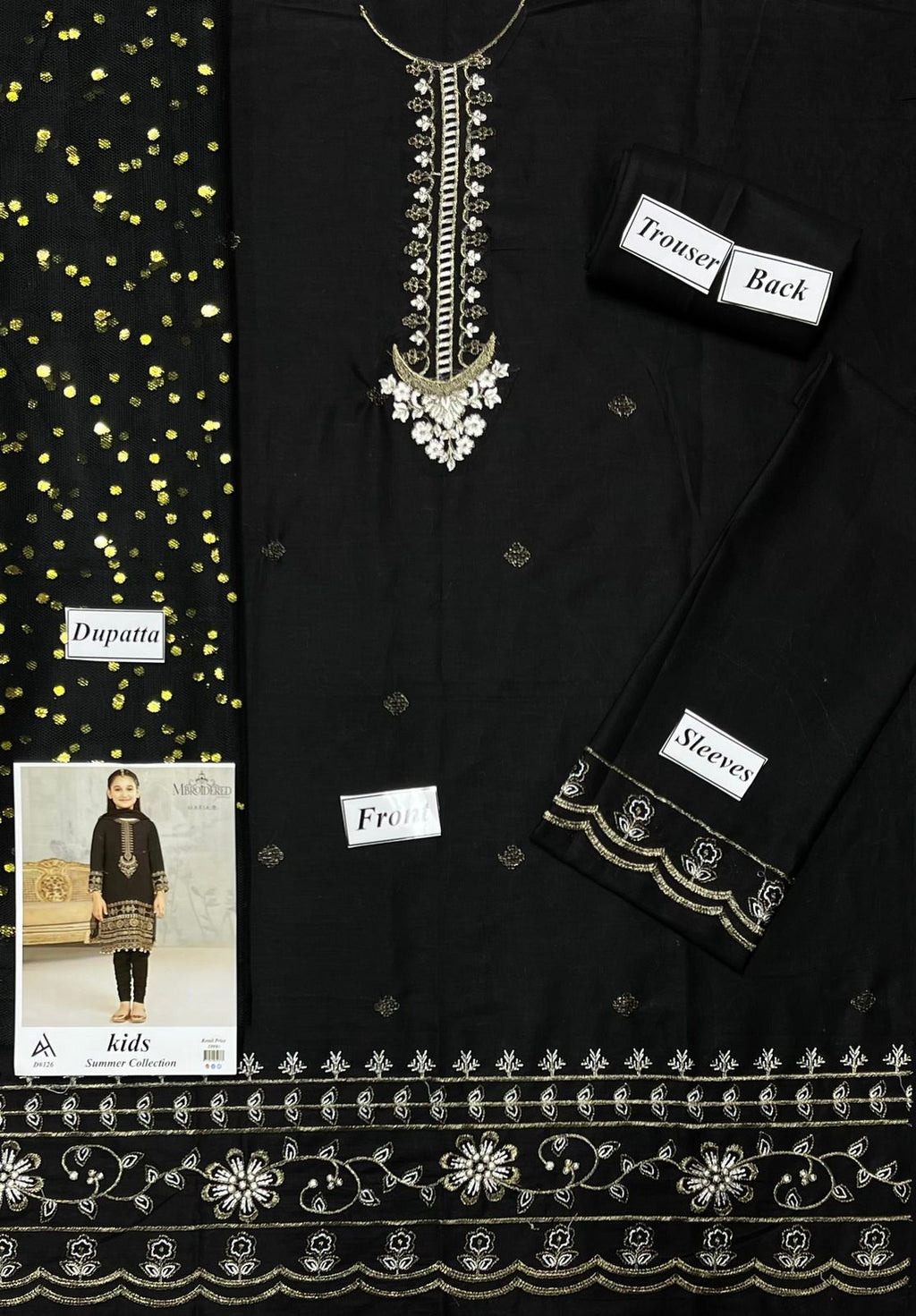 Maria B Kids 3 Peace Lawn  Embroidered Unstitched Suit Kids-07