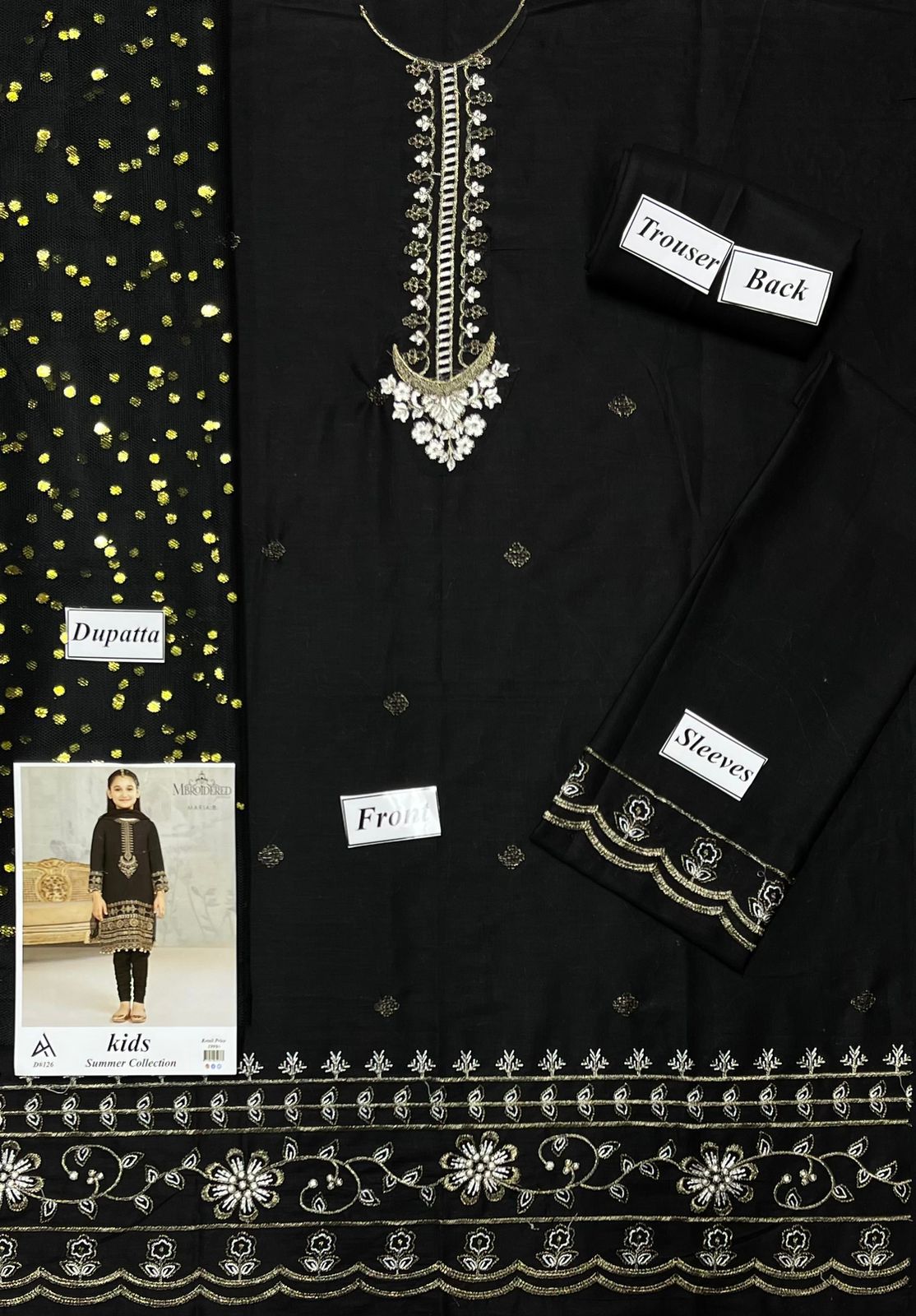 Maria B Kids 3 Peace Lawn  Embroidered Unstitched Suit Kids-07