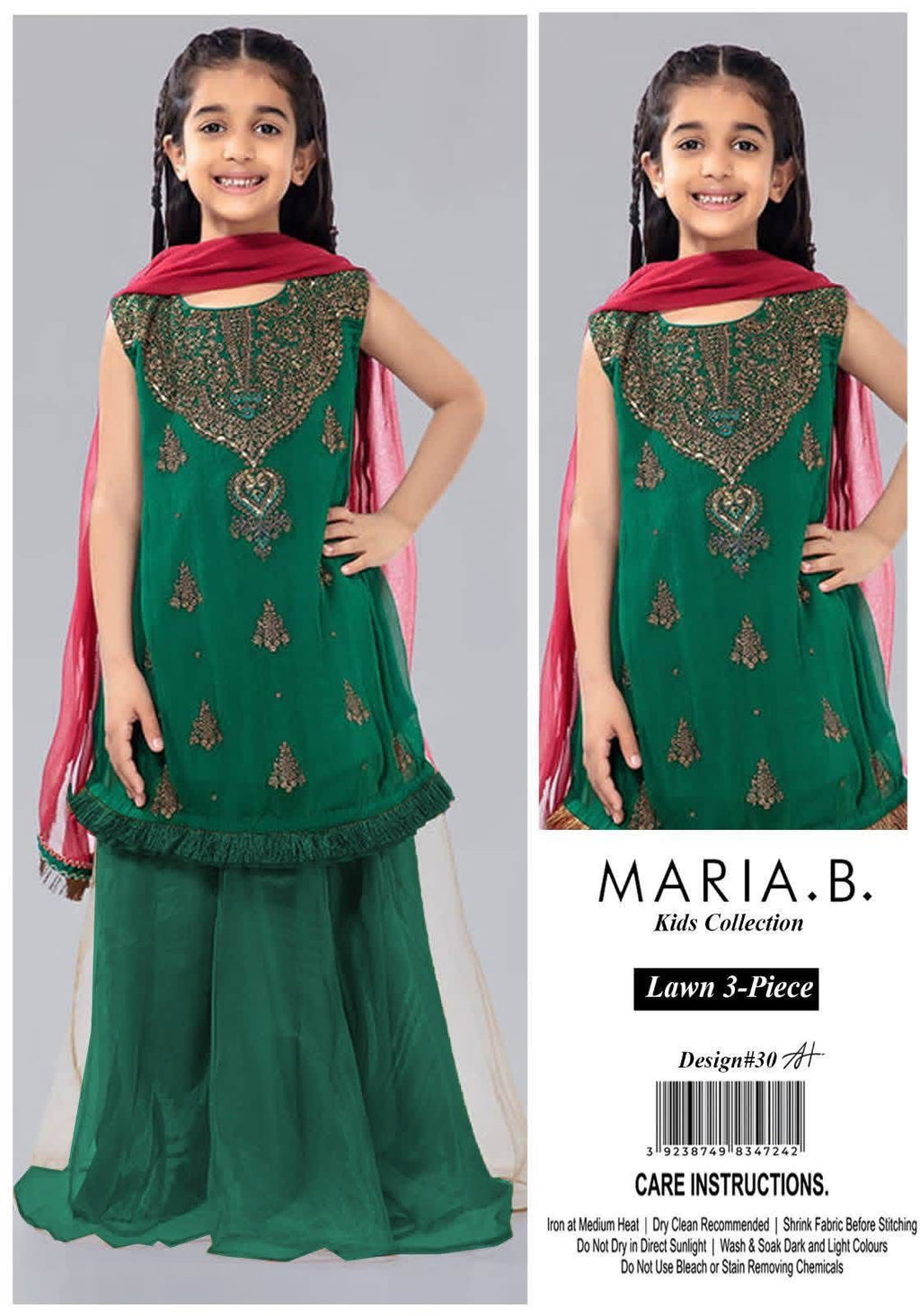 Maria B Kids 3 Peace Lawn  Embroidered Unstitched Suit Kids-08