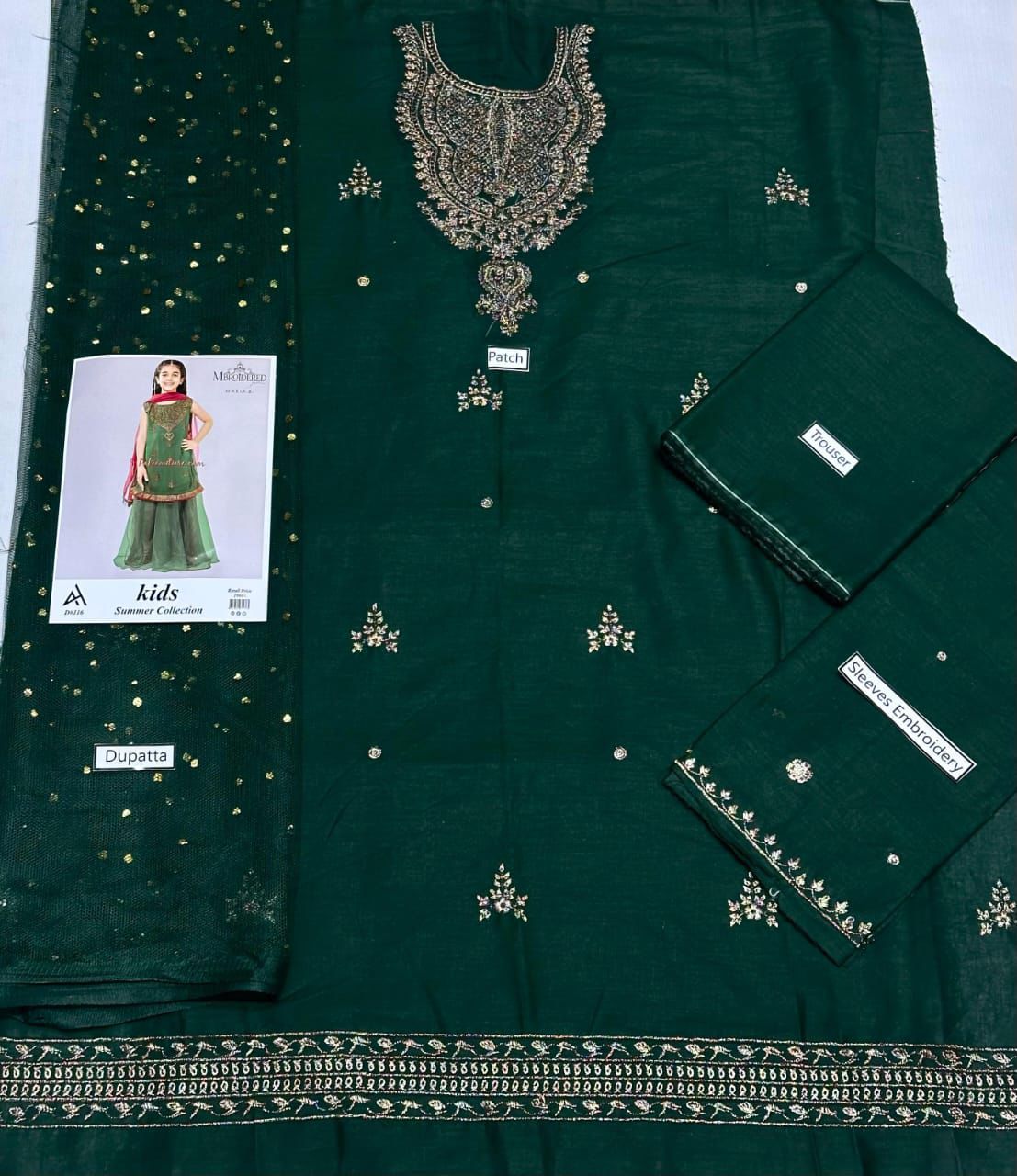 Maria B Kids 3 Peace Lawn  Embroidered Unstitched Suit Kids-08