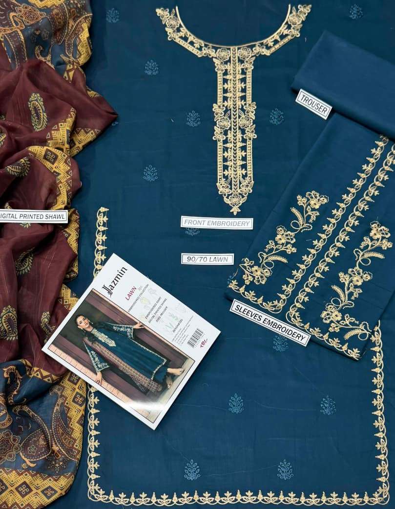 Premium Lawn 3PC Suit – Elegant Embroidery & Summer Comfort Volume LL-04