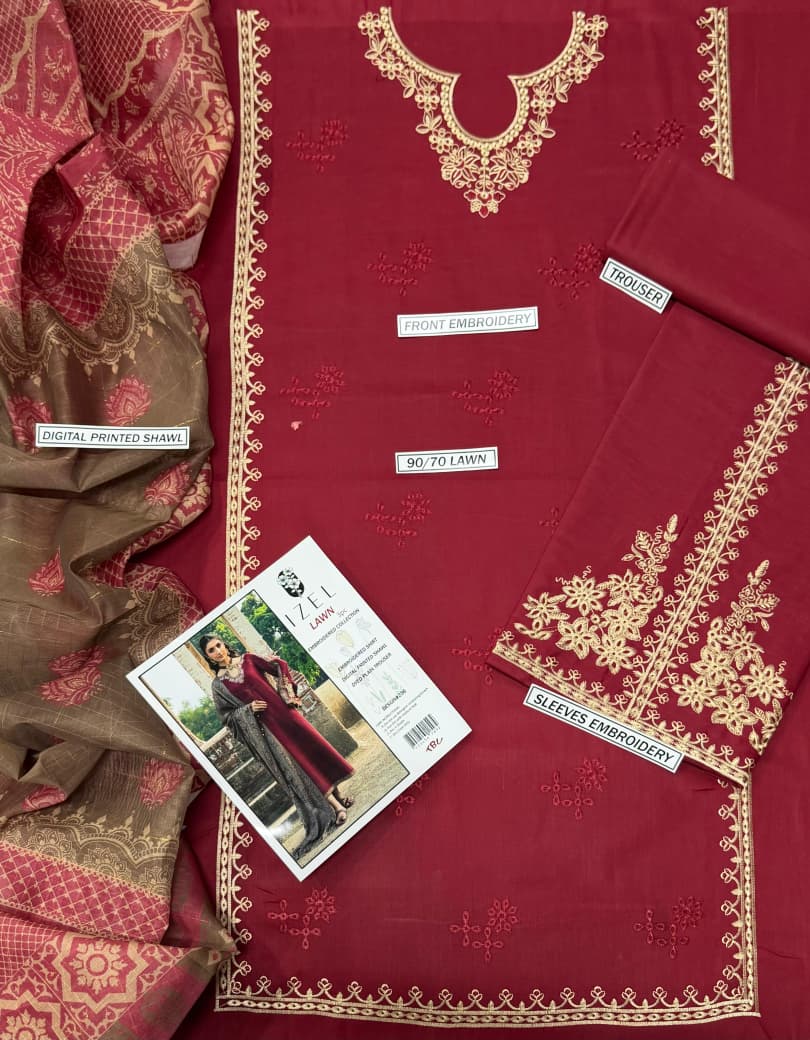 Premium Lawn 3PC Suit – Elegant Embroidery & Summer Comfort Volume LL-07