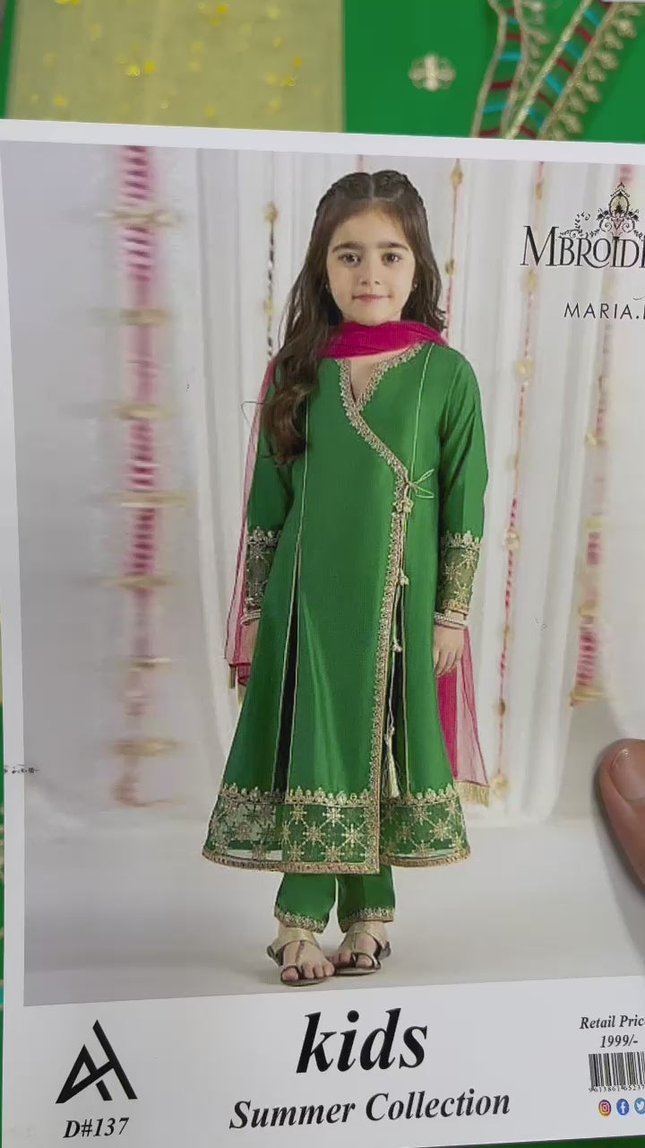 Maria B Kids 3 Peace Lawn  Embroidered Unstitched Suit Design-02