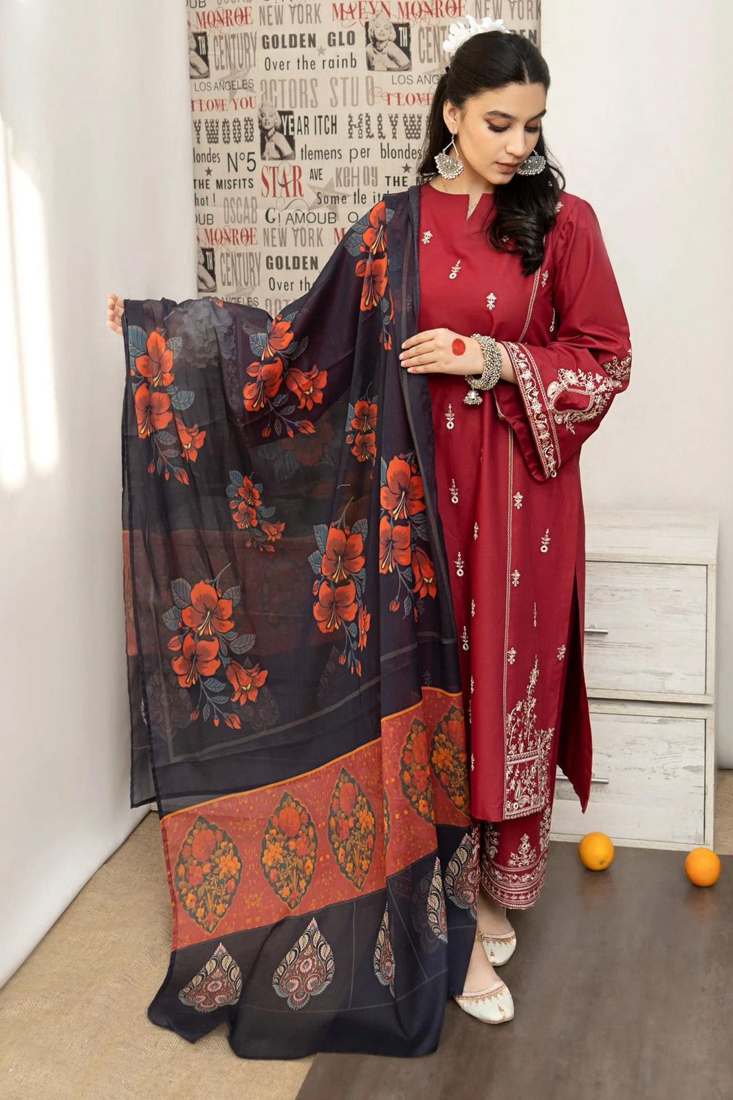 Winter collection Dhnak 3pc EMB