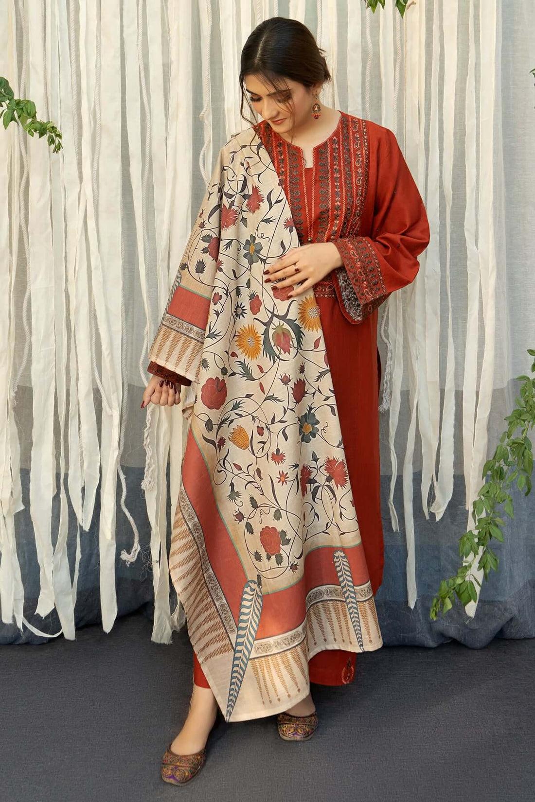 Winter collection Dhnak 3pc EMB