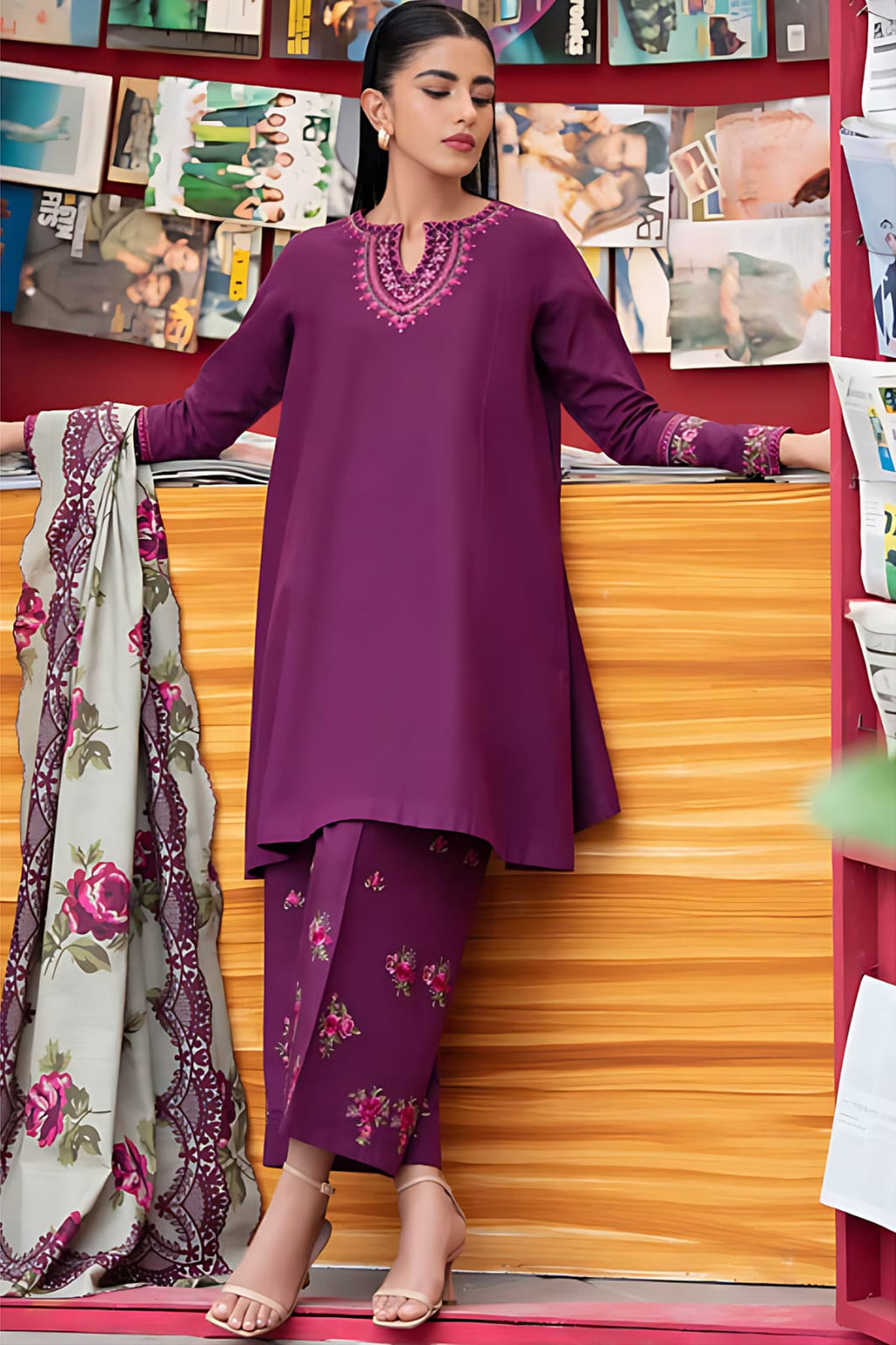 Winter collection Dhnak 3pc EMB