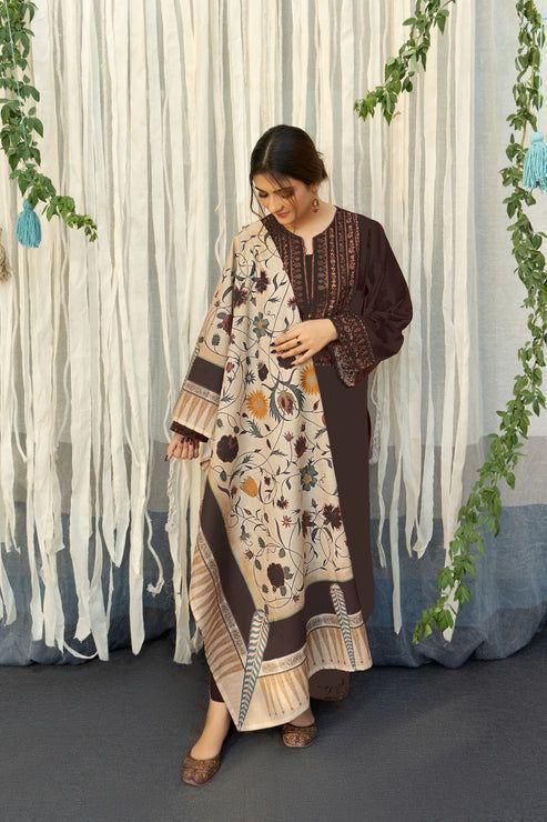 Winter collection Dhnak 3pc EMB