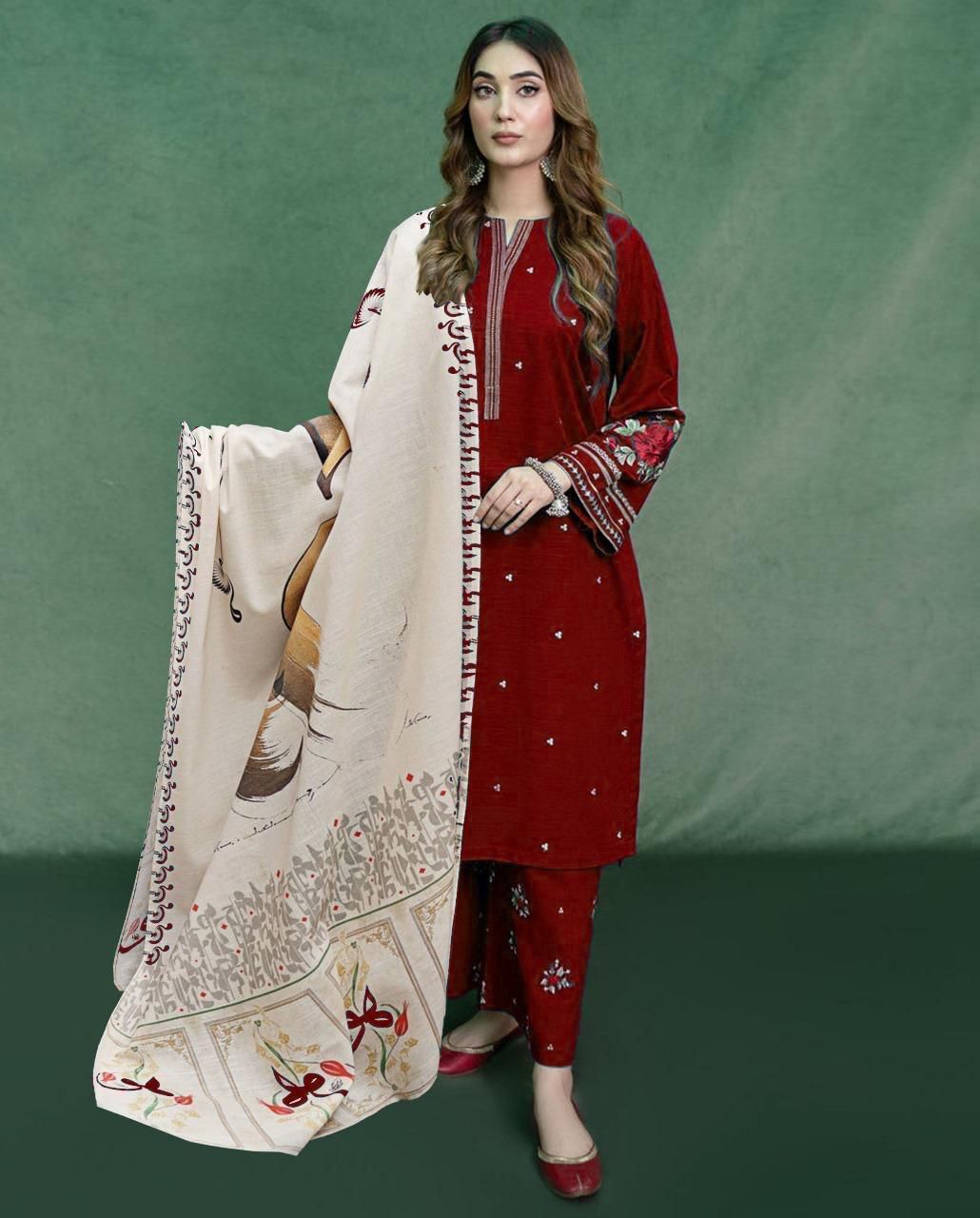 Winter collection Dhnak 3pc EMB