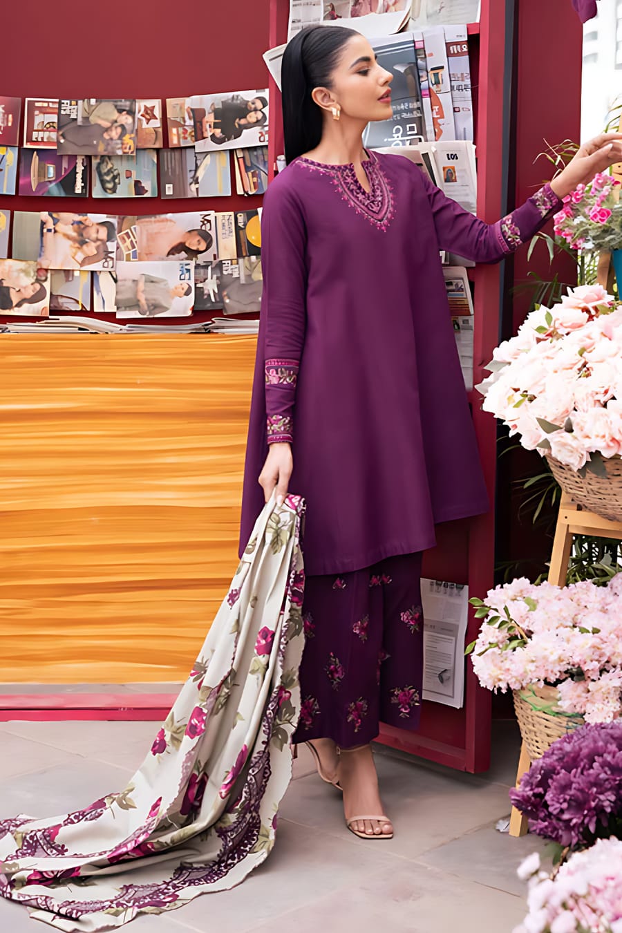Winter collection Dhnak 3pc EMB