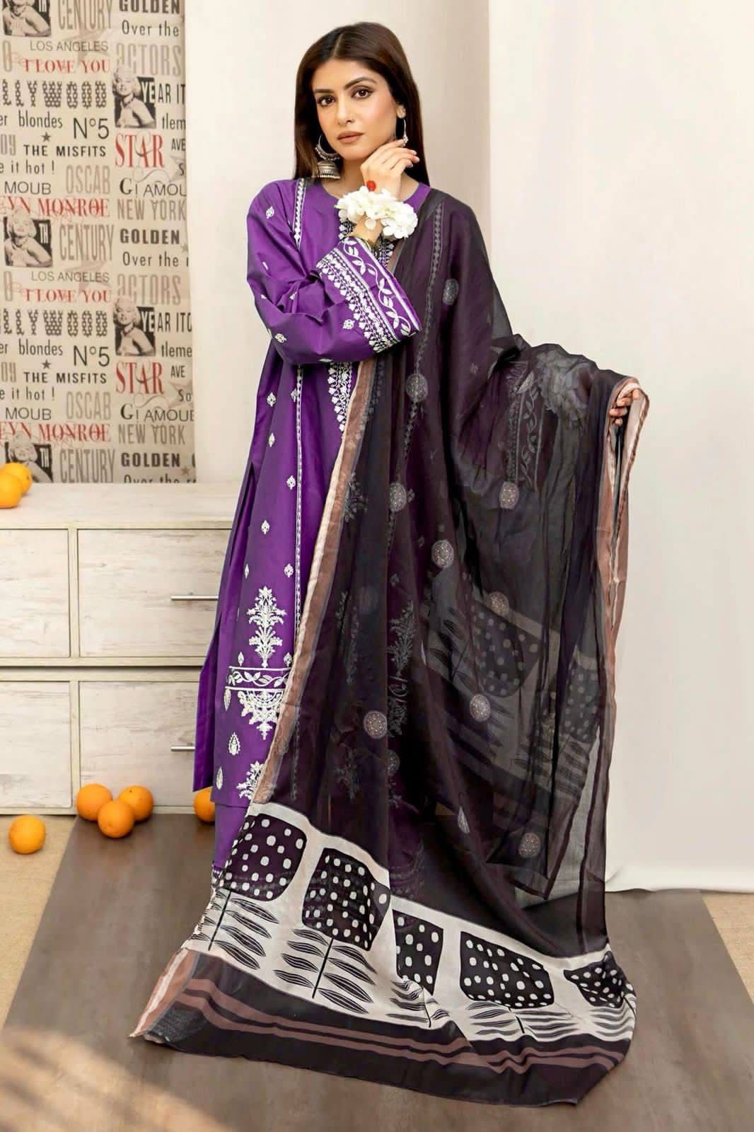 Winter collection Dhnak 3pc EMB