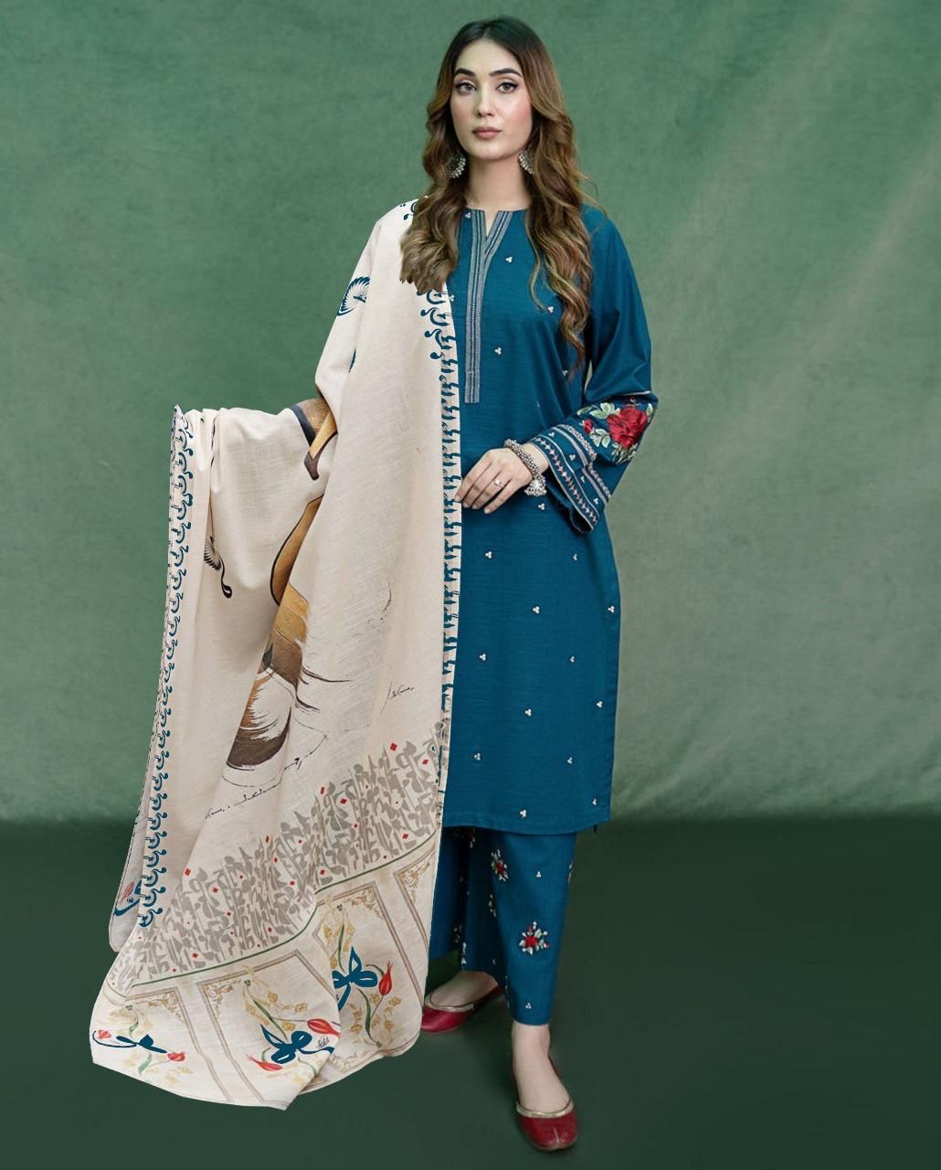 Winter collection Dhnak 3pc EMB