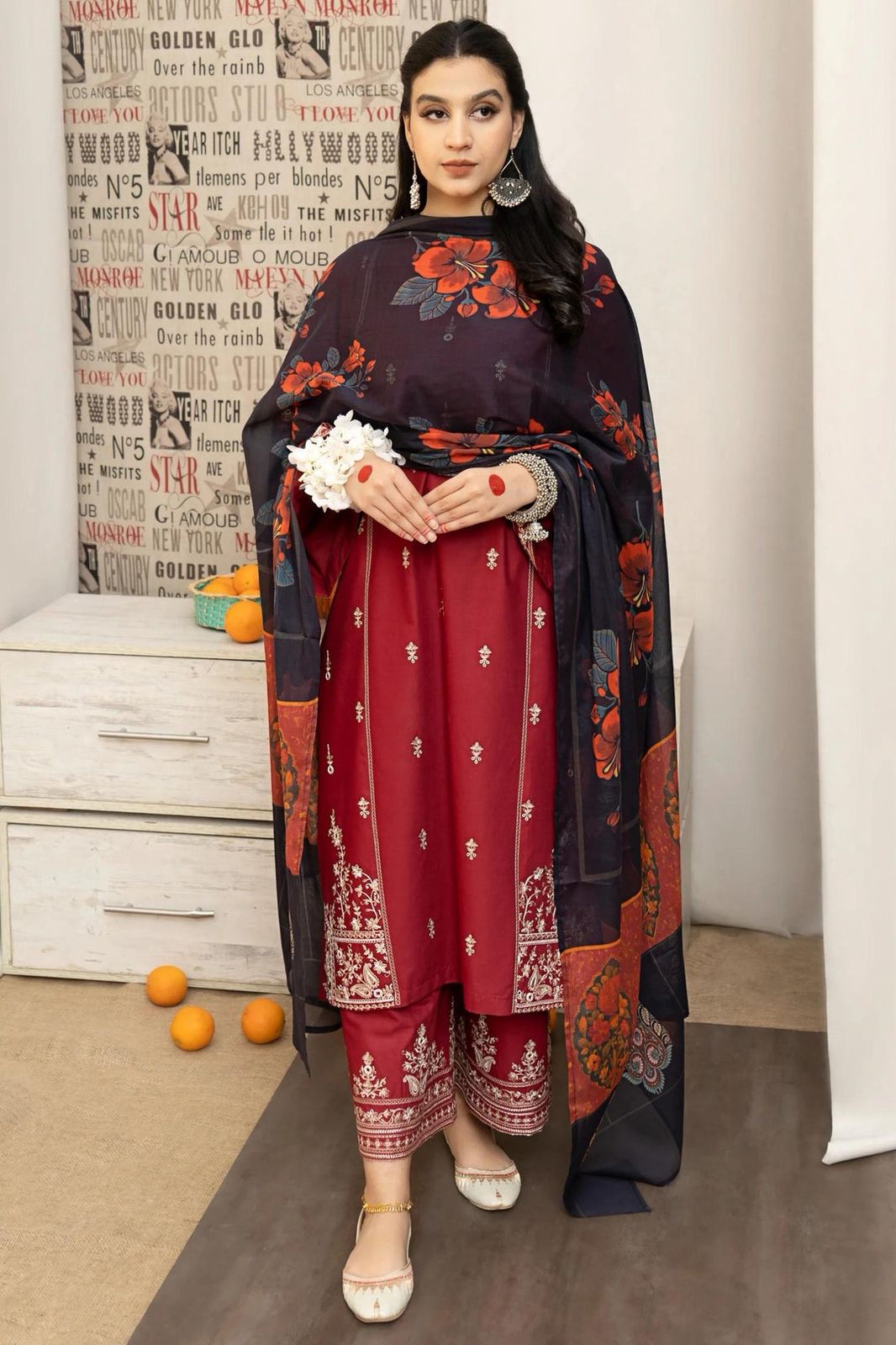Winter collection Dhnak 3pc EMB